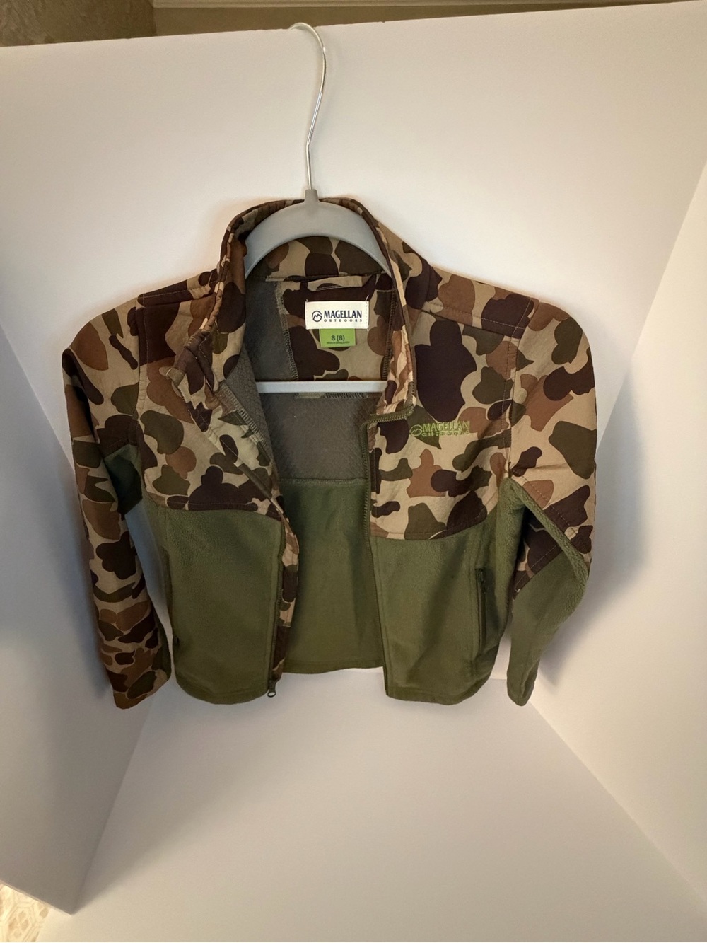 Magellan Outdoors Olive Green and Brown Camo Kids Jacket